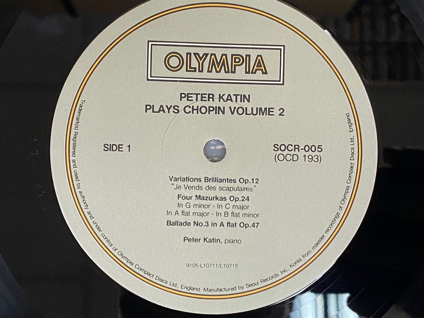 [LP] 피터 케이틴 - Peter Katin - Plays Chopin Vol.2 LP [서울-라이센스반]