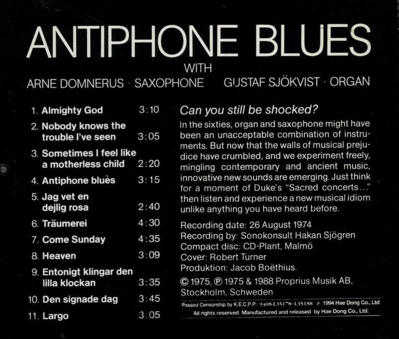 안티폰 블루스 (Antiphone Blues) - Arne Domnerus With Gustaf Sjokvist- Arne Domnerus With Gustaf Sjokvist