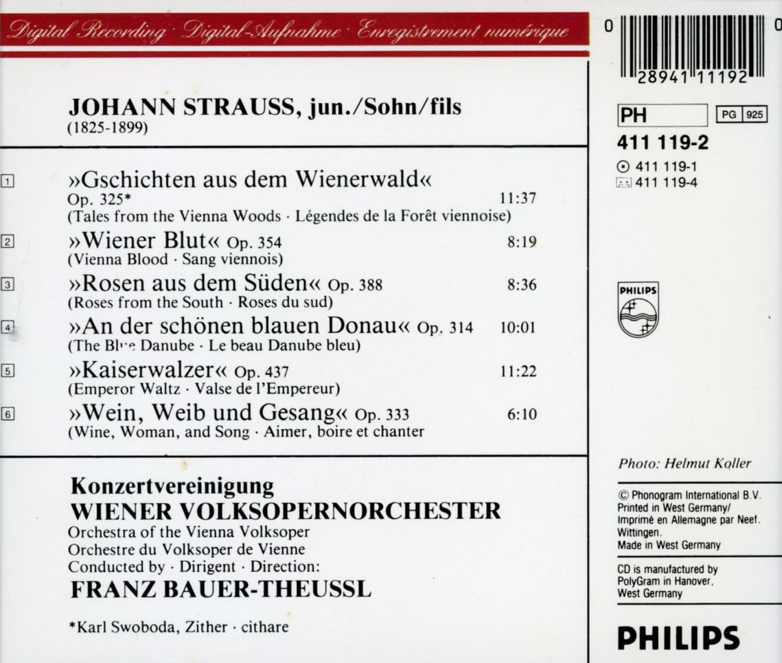 프란츠 바우어 토이슬 - Franz Bauer-Theussl - J.Strauss Famous Waltzes [독일발매]