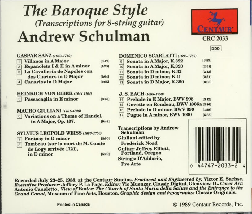 바로크 스타일  (The Baroque Style) - 슐만 (Andrew Schulman(Canada발매)