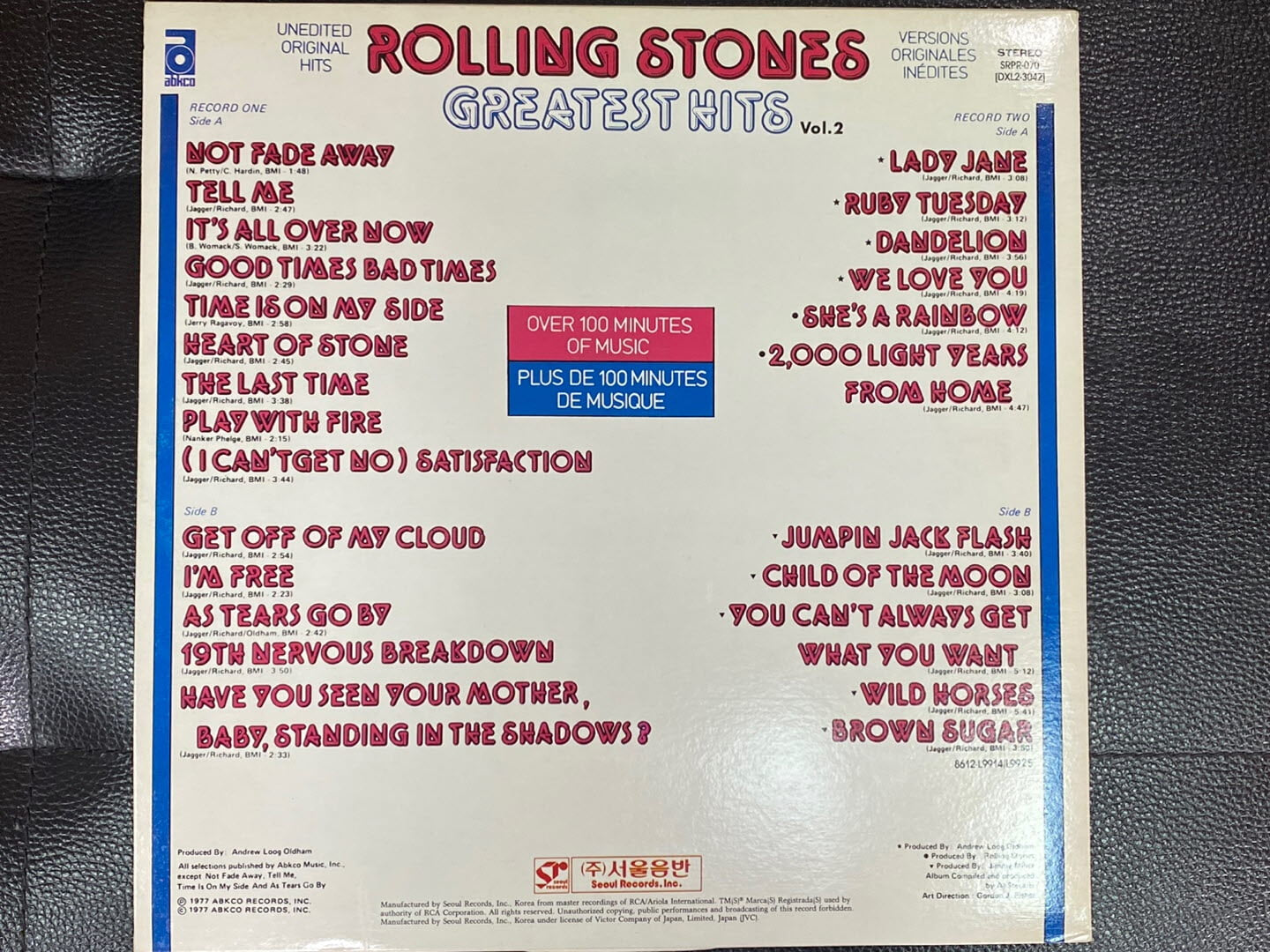 [LP] 롤링 스톤즈 - Rolling Stones - Greatest Hits Vol.2 LP [서울-라이센스반]