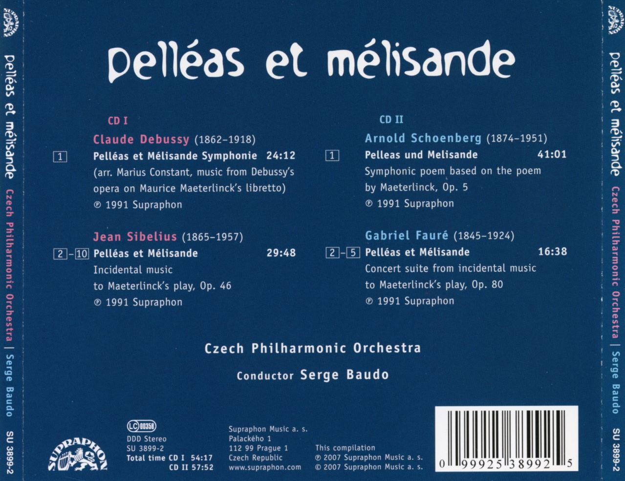 세르주 보도 - Serge Baudo - Pelleas Et Melisande (펠리아스와 멜리장드) 2Cds [체코발매]