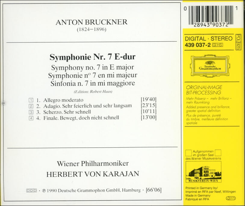 브루크너 (Anton Bruckner) :  Symphonie No. 7 - 카라얀 (Karajan)(독일발매)