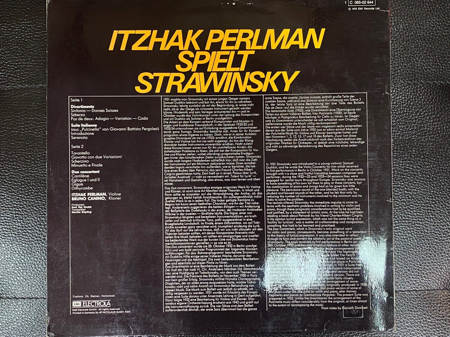 [LP] 이차크 펄먼 - Itzhak Perlman - Itzhak Perlman Spielt Strawinsky LP [독일반]