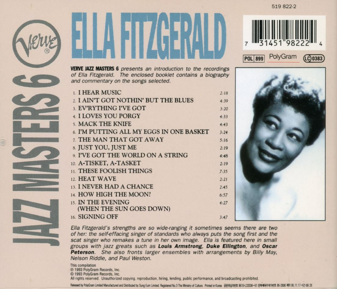 엘라 피츠제럴드 - Ella Fitzgerald - Jazz Masters 6