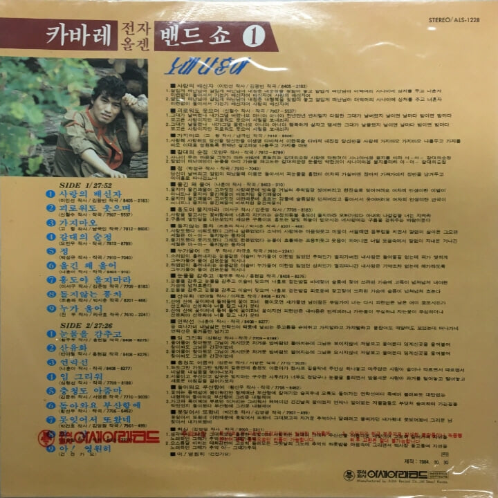 [미개봉LP]  나훈아 카바레 밴드쇼 1집 1984년 - 사랑의 배신자 LP