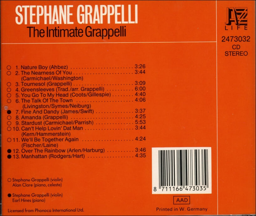 스테판 그라펠리 (Stephane Grappelli) - The Intimate Grappelli 