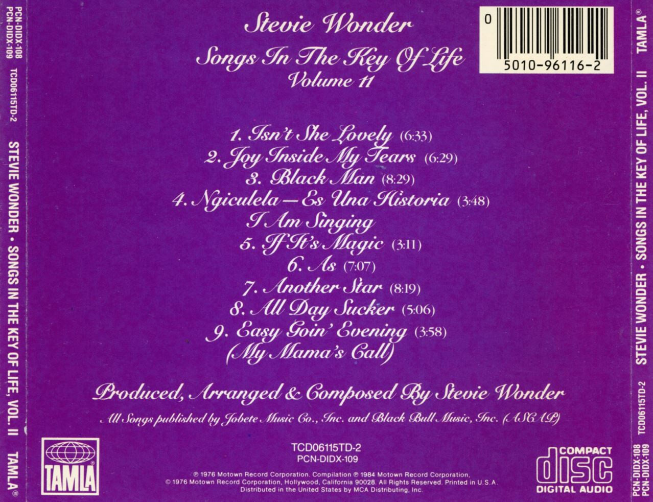 스티비 원더 - Stevie Wonder - Songs In The Key Of Life Volume II [CD Volume II 1장임] [U.S발매]