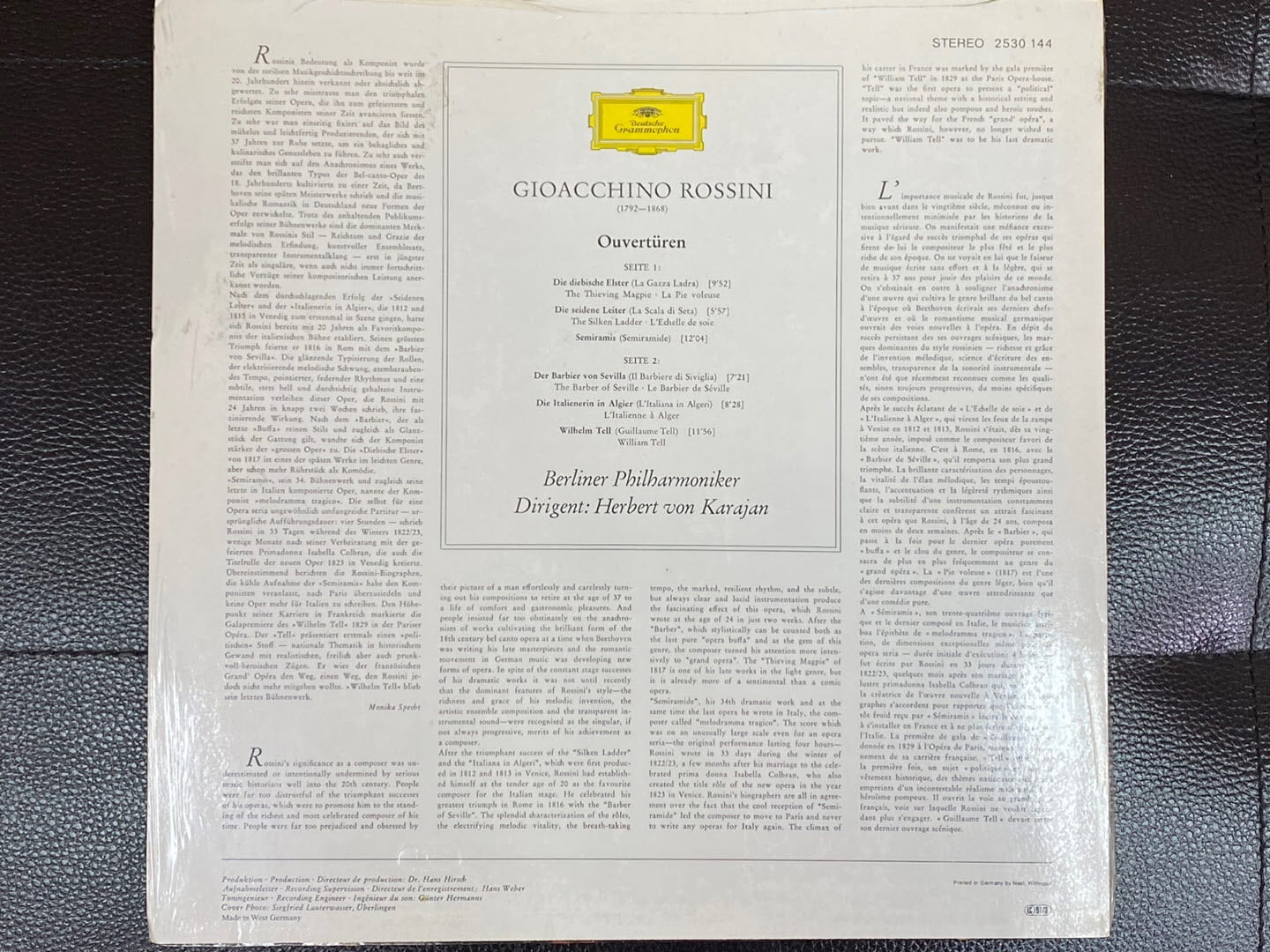 [LP] 카라얀 - Karajan - Rossini Ouverturen LP [미개봉] [독일반]