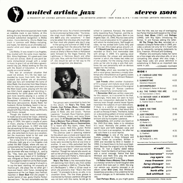 [미개봉 LP] Vi Redd - Bird Call (US 수입) - United Artists Jazz 레이블 정식 발매반