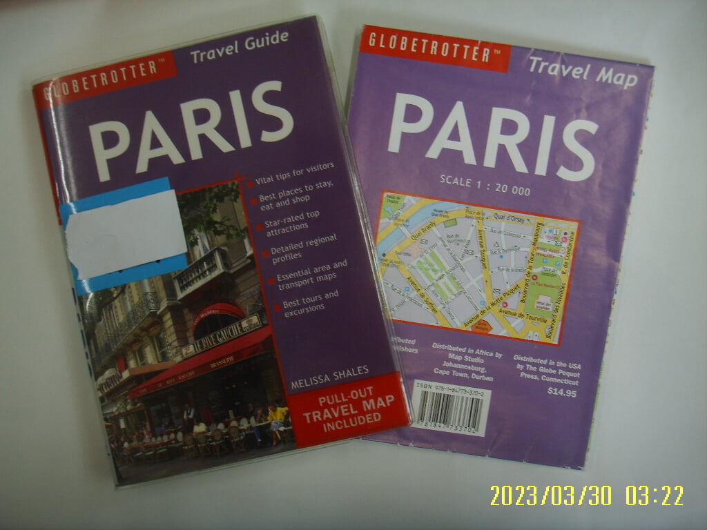 NEW HOLLAND 외국판 / GLOBETROTTER Travel Guide PARIS + Travel Map PARIS -표지에 스티커있음.사진. 꼭 상세란참조