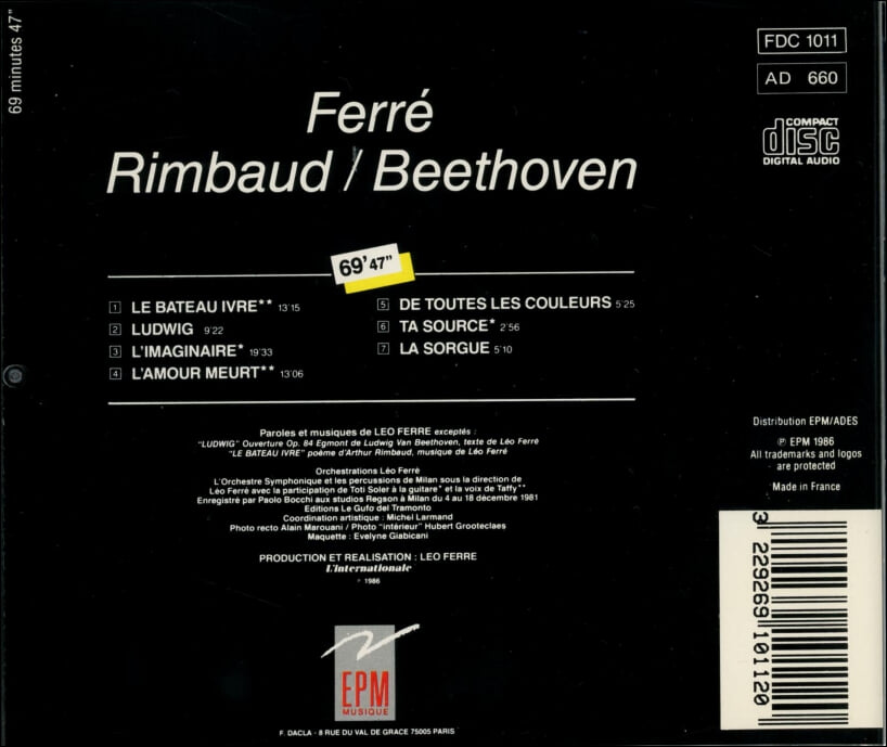 Beethoven :  Rimbaud  - 레오 페레 (Leo Ferre) (France 발매)