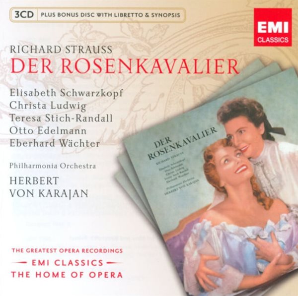 Strauss : 장미의 기사 (Der Rosenkavalier) - 슈바르츠코프 (Elisabeth Schwarzkopf) , Karajan (3CD) (EU발매)(미개봉)