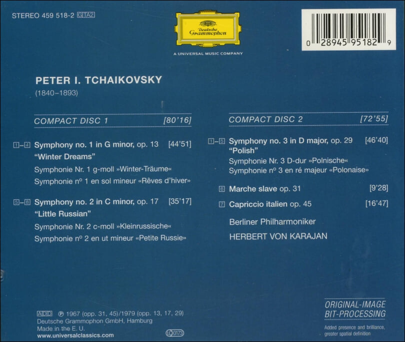 Tchaikovsky : Symphonies Nos. 1-3 - 카라얀 (Herbert Von Karajan)(2CD) (EU발매)