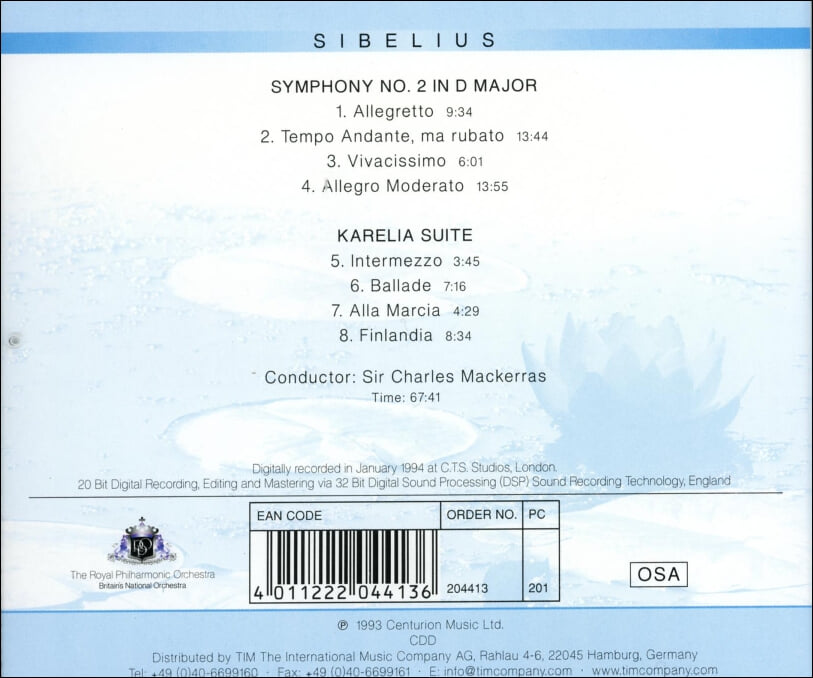 Sibelius : Symphony No. 2 In D Major, Op. 43 - 맥커라스 (Charles Mackerras) (독일발매)(32bit)