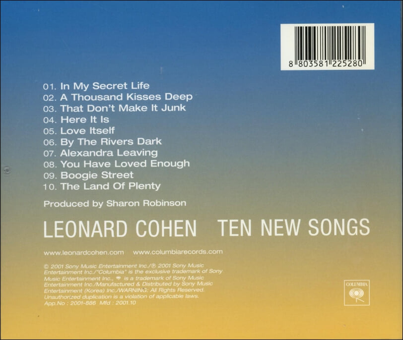 레너드 코헨 (Leonard Cohen) - Ten New Songs