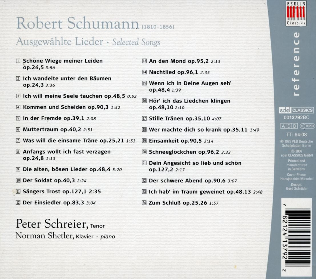 페터 슈라이어 - Peter Schreier - Schumann In Der Fremde Selected Songs [독일발매]