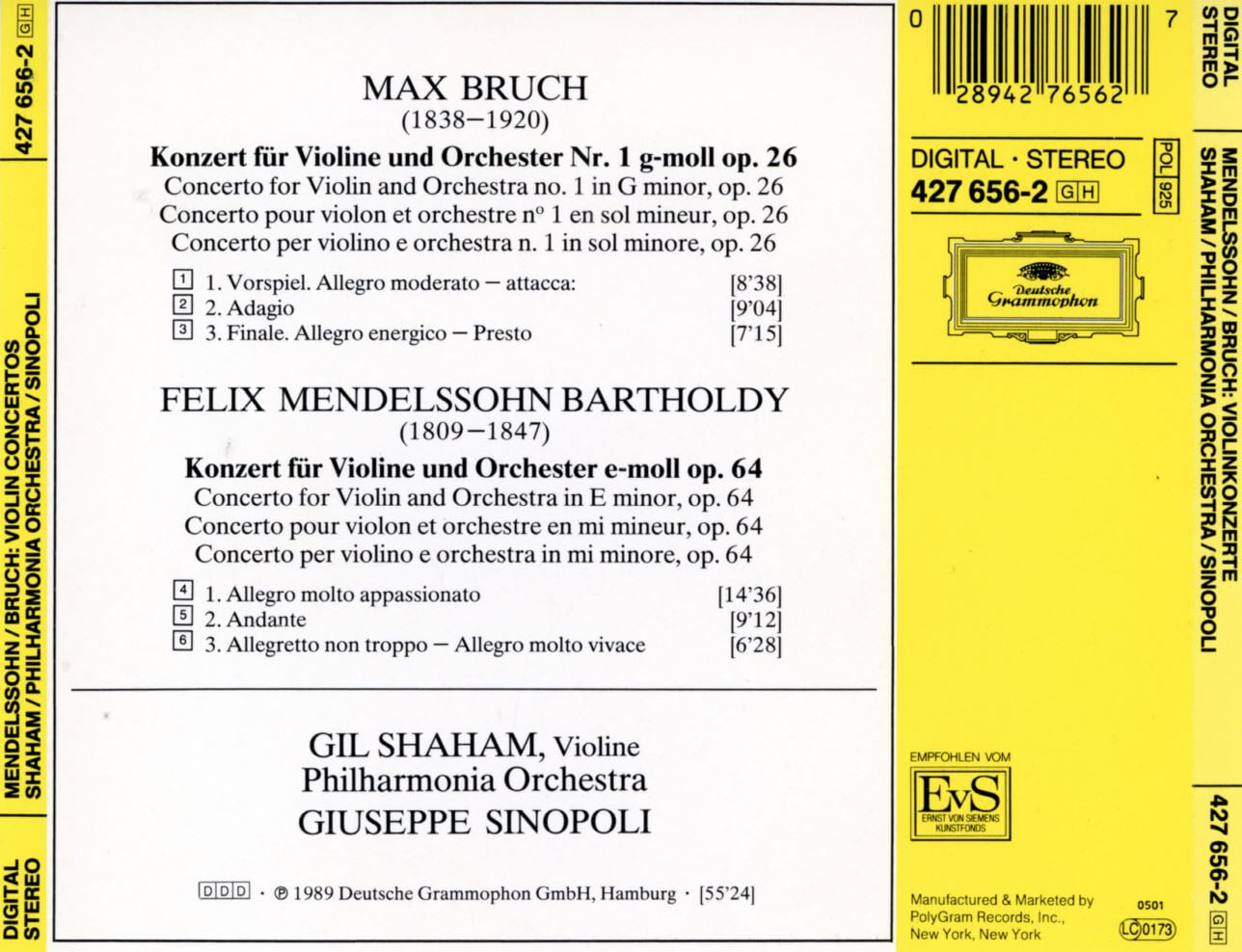 길 샤함,시노폴리 - Gil Shaham,Giuseppe Sinopoli - Mendelssohn,Bruch Violinkonzerte Violin Concertos [U.S발매]