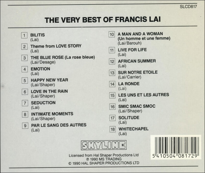 프란시스 레이 (Francis Lai) - The Very Best Of (Sweden발매)