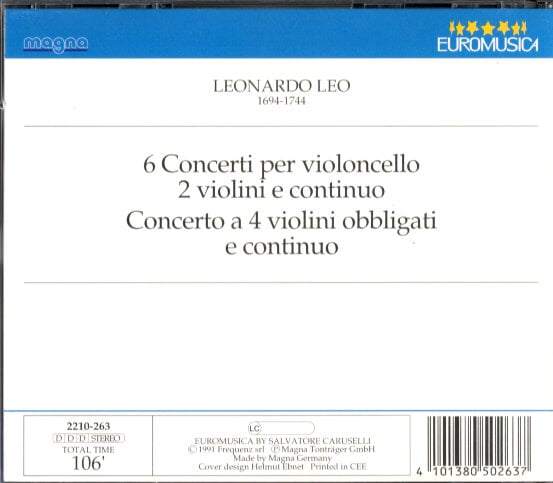 [수입] Leonardo Leo 6 Concerti - Bonucci - Ensemble Strumentale Italiano (2CD)