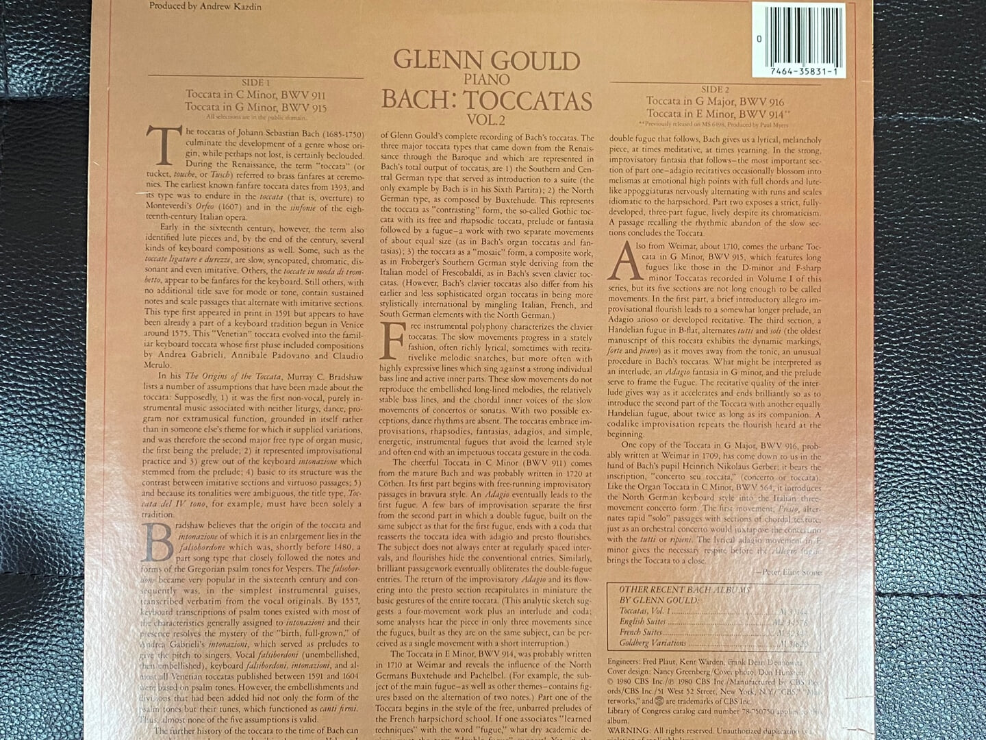 [LP] 글렌 굴드 - Glenn Gould - Bach Toccatas Vol.2 LP [U.S반]