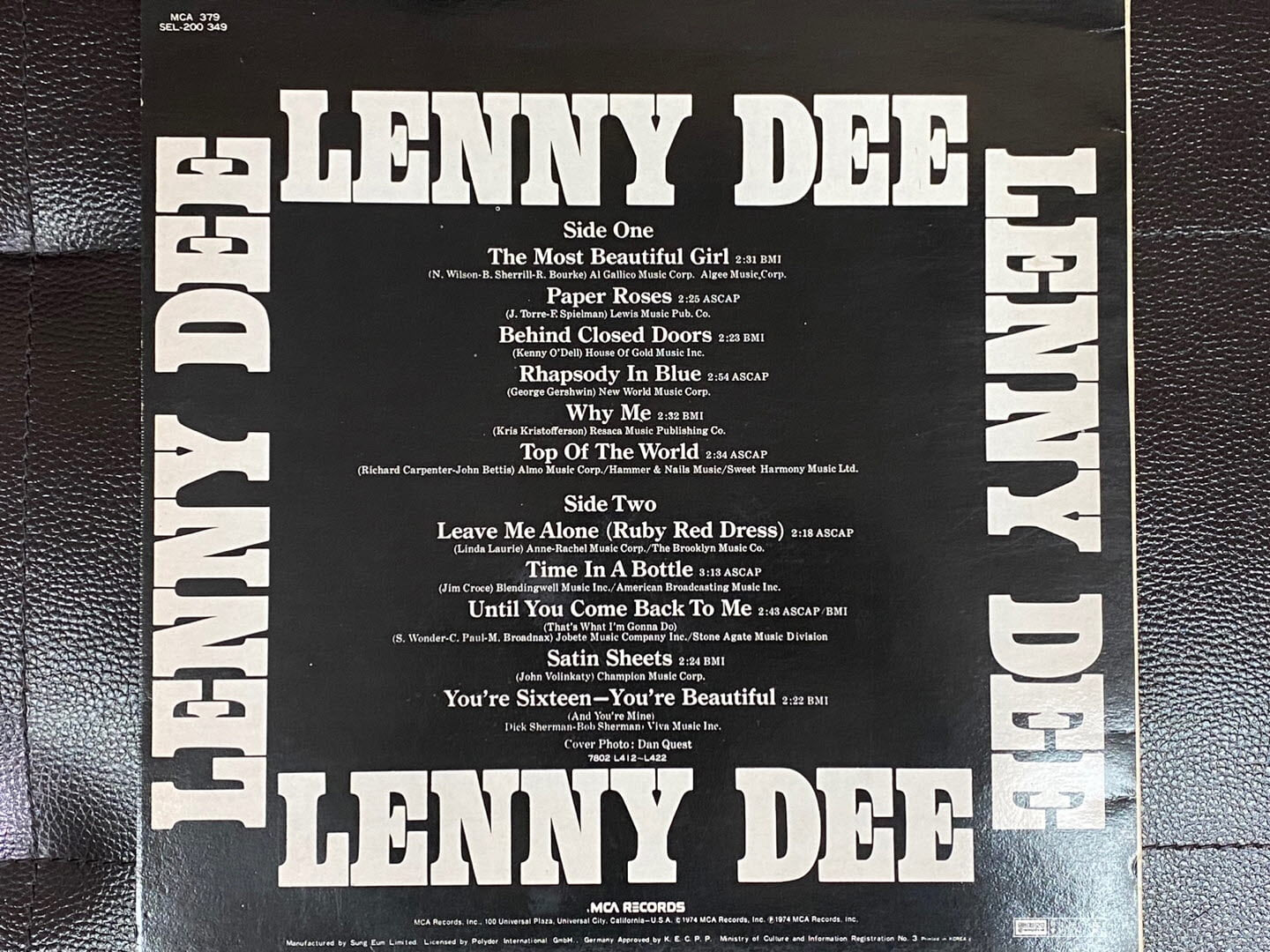 [LP] 레니 디 - Lenny Dee - The Most Beautiful Girl LP [성음-라이센스반]