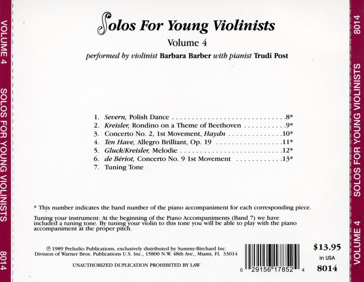 바바라 바버 - Barbara Barber - Solos For Young Violinists Volume 4 [U.S발매]