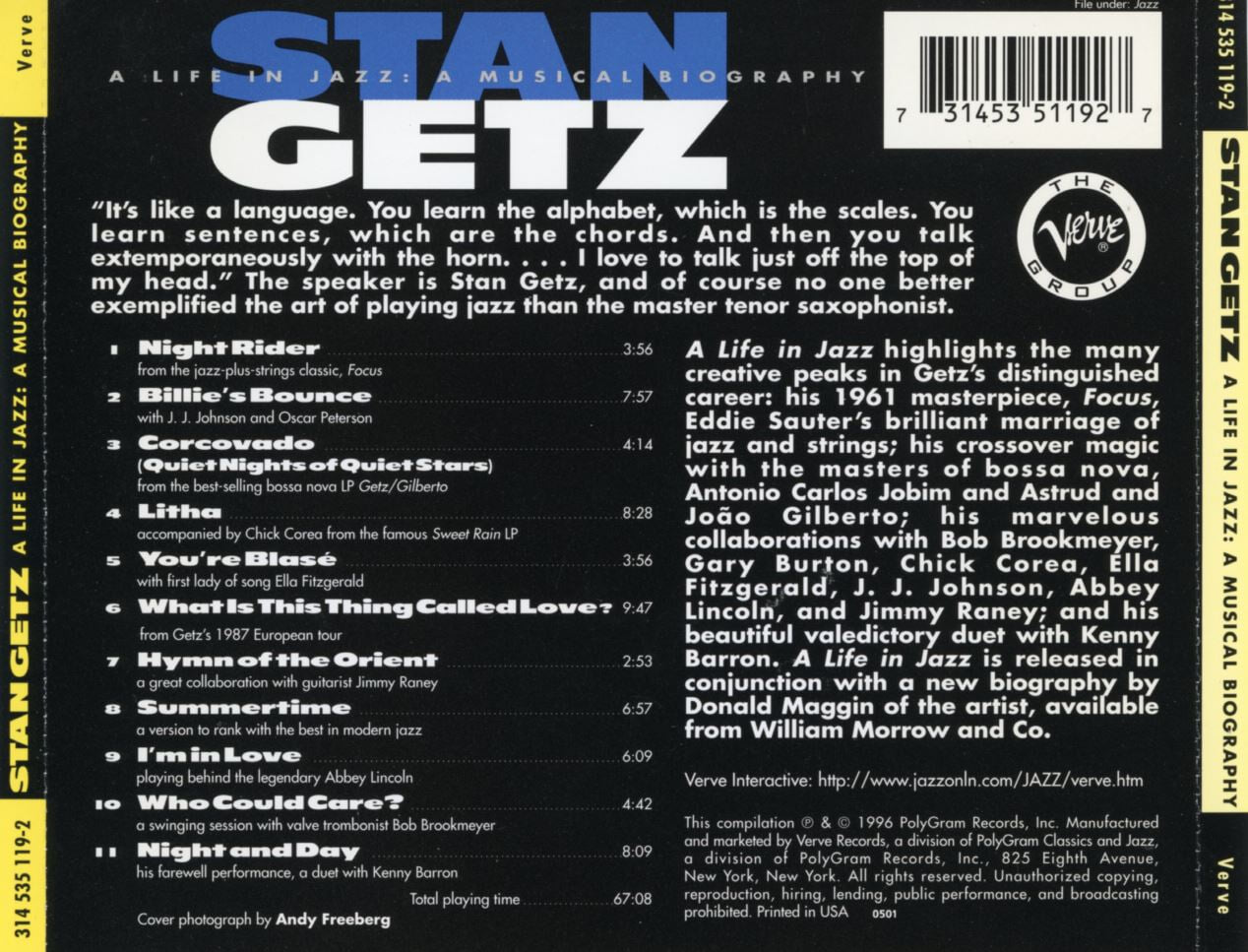 스탄 게츠 - Stan Getz - A Life In Jazz A Musical Biography [U.S발매]