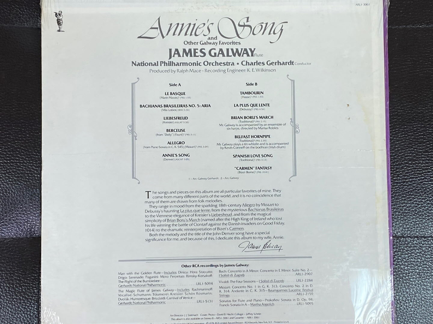 [LP] 제임스 골웨이 - James Galway - Annie's Song and Other Galway Favorites LP [미개봉] [U.S반]