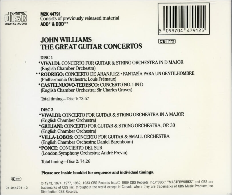 존 윌리엄스 (John Williams) - The Great Guitar Concertos (2CD) (유럽발매)