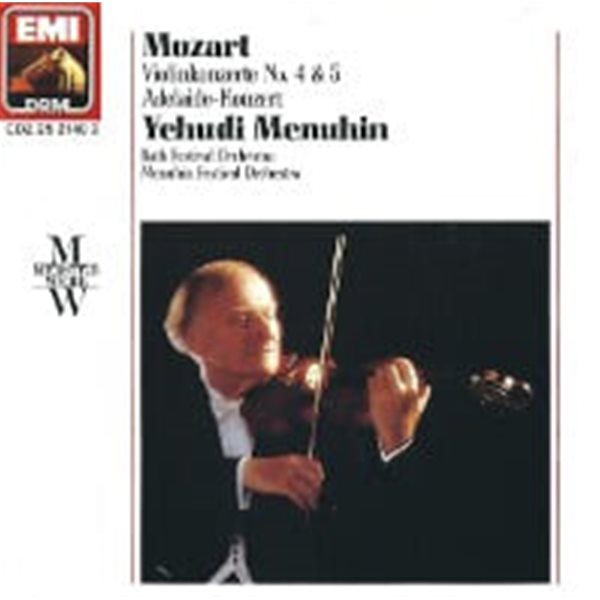 Yehudi Menuhin / Mozart : Violinkonzerte No. 4, 5 &amp; Adelaide-Konzert (수입/CDZ2521402)