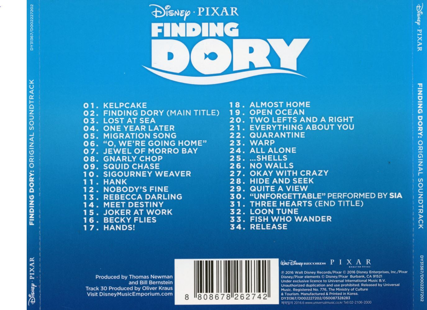 도리를 찾아서 - Finding Dory OST