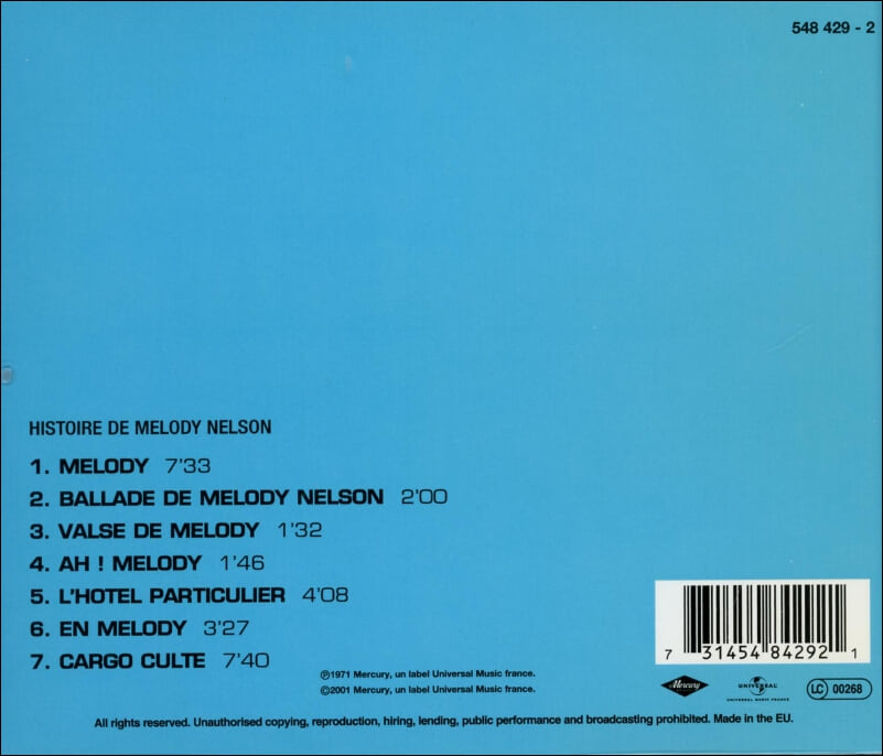 세르주 갱스부르 (Serge Gainsbourg) - Histoire De Melody Nelson(EU발매)