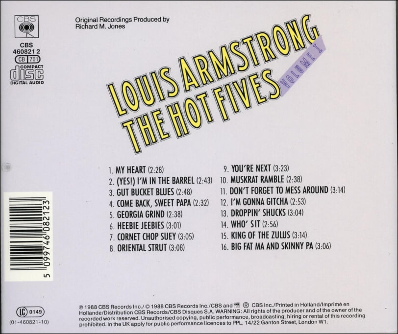 루이 암스트롱 (Louis Armstrong) - The Hot Fives, Volume I(유럽발매)