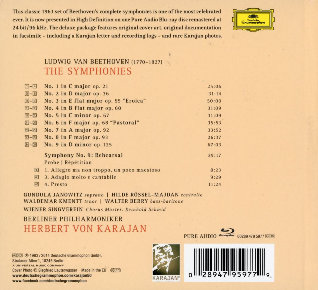 카라얀 - Karajan - Beethoven 9 Symphonien [Blu-ray Audio] [E.U발매]