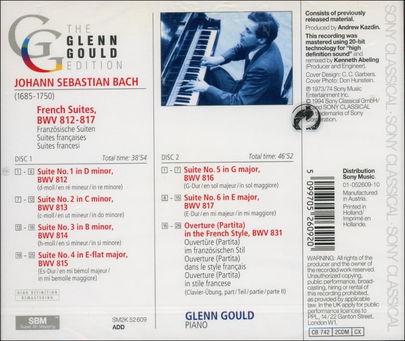 Bach : BWV 812?817 - 굴드 (Glenn Gould)(2CD)(유럽발매) (미개봉)
