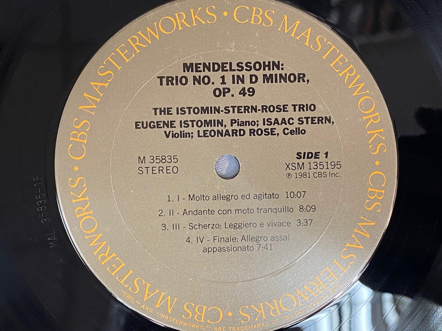 [LP] 아이작 스턴,유진 이스토민,레너드 로즈 - Mendelssohn Trio No.1, Op.49 LP [U.S반]