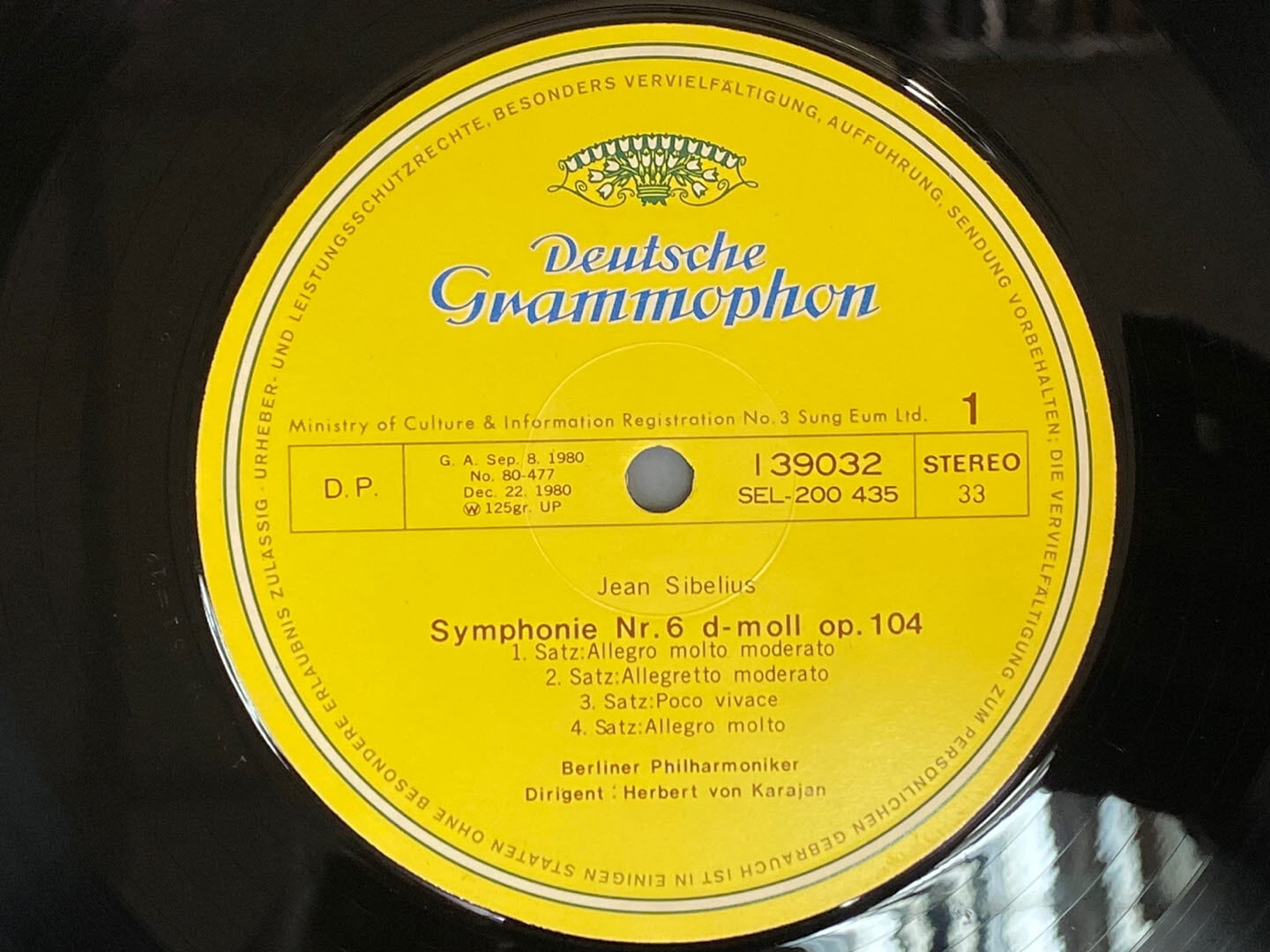 [LP] 카라얀 - Karajan - Sibelius Symphonien Nr.6 D-Moll,Nr.7 D-Dur LP [성음-라이센스반]