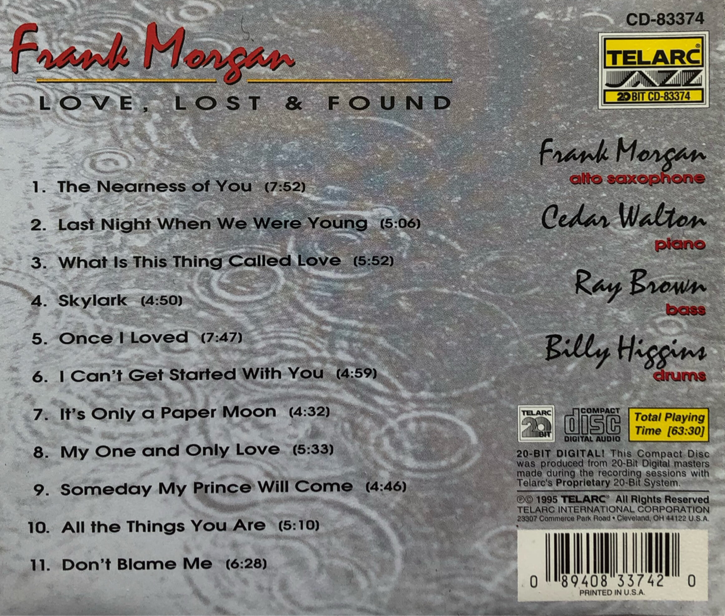 수입반 FRANK MORGAN CD-83374 (US발매)