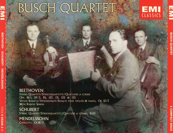 부시 콰르텟 - Busch Quartet - Beethoven,Schubert,Mendelssohn 4Cds [홀랜드발매]