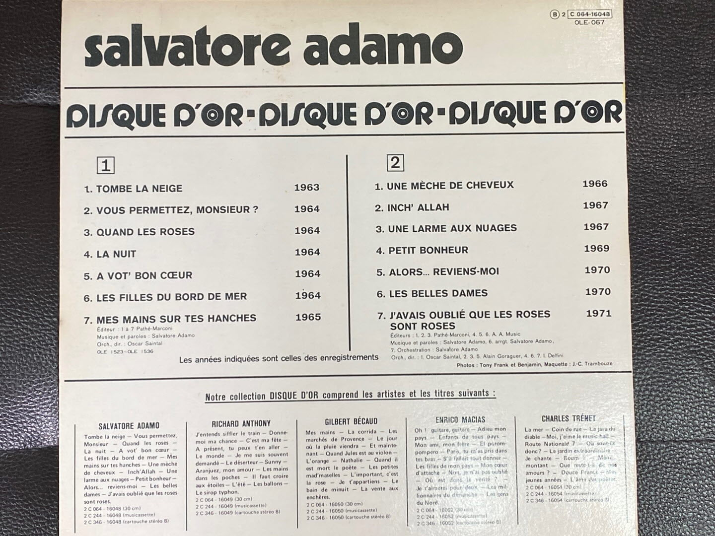 [LP] 살바토레 아다모 - Salvatore Adamo - Disque D'or LP [오아시스-라이센스반]