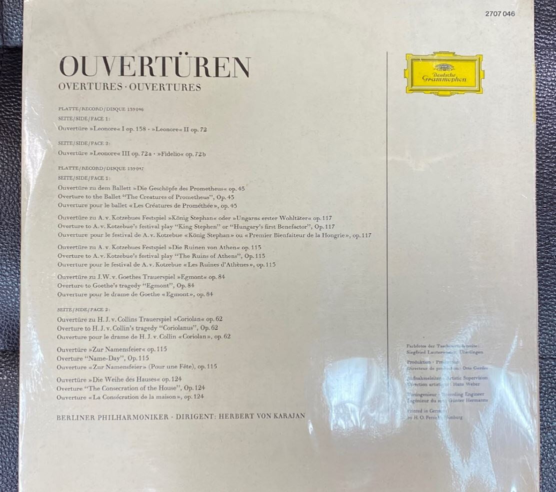 [LP] 카라얀 - Karajan - Beethoven Complete Overtures,Samtliche Ouverturen 2Lps [미개봉] [독일반]