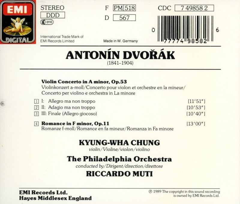 정경화,리카르도 무티 - Chung Kyoung Hwa,Riccardo Muti - Dvorak Violin Concerto, Romance [독일발매]