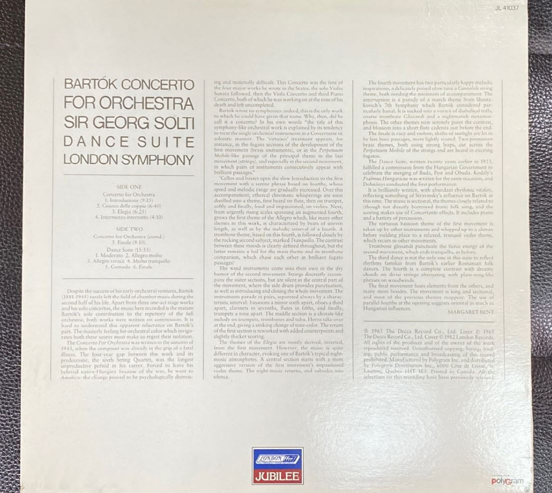 [LP] 게오르그 솔티 - Georg Solti - Bartok Concerto For Orchestra Dance Suite LP [캐나다반]