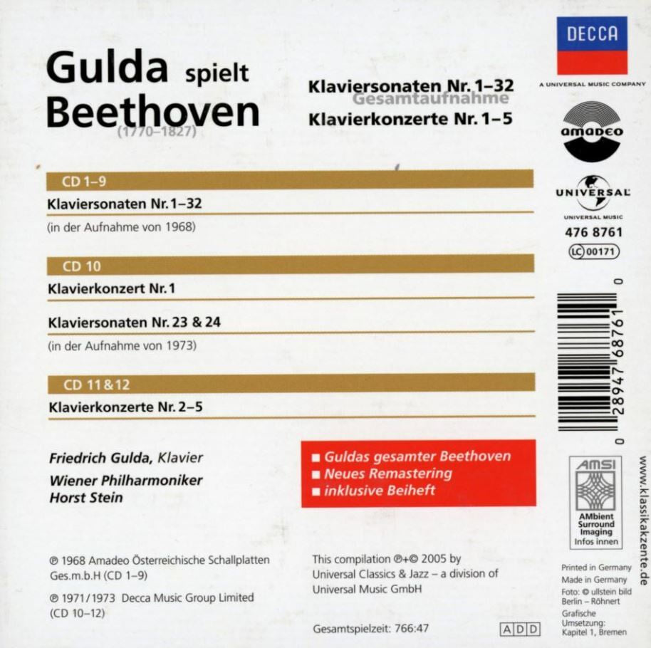 굴다 - Friedrich Gulda - Beethoven Klaviersonaten Nr.1?32 (Gesamtaufnahme) 12Cds [Box] [독일발매] 