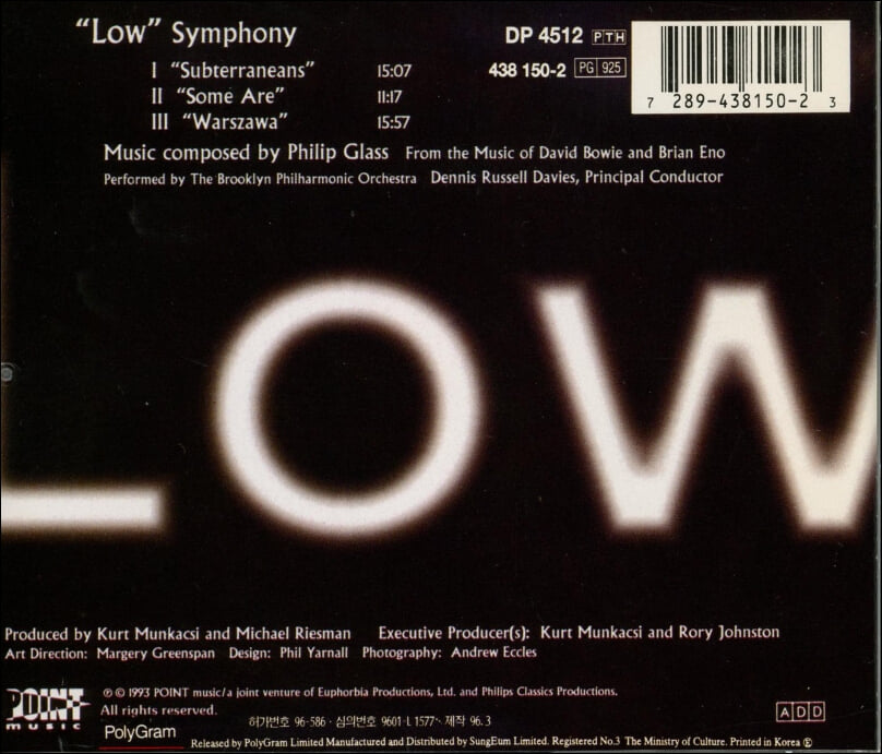 필립 글래스 (Philip Glass) From The Music Of David Bowie & Brian Eno -"Low" Symphony 