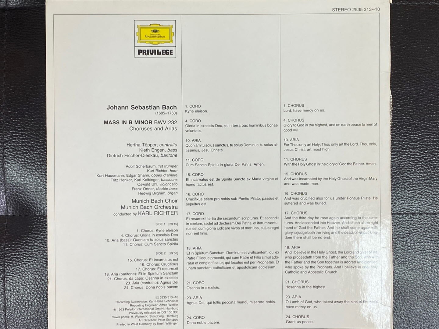 [LP] 칼 리히터 - Karl Richter - Bach h-moll-Messe BWV 232 Chore und Arien LP [독일반]