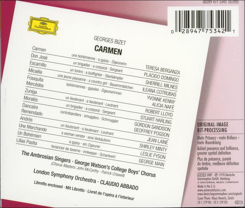 비제 (Bizet): 카르멘 (Carmen) - 클라우디오 아바도 (Claudio Abbado)(2CD)(EU발매)