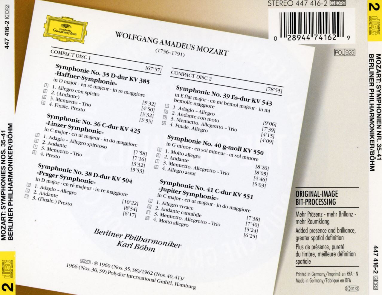 칼 뵘 - Karl Bohm - Mozart Symphonien Nos.35 - 41 2Cds [독일발매]