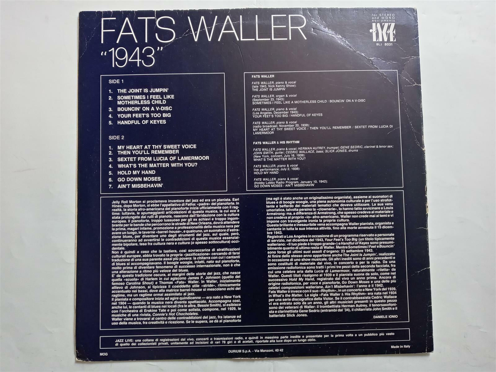 LP(수입) 팻츠 월러 Fats Waller: 1943